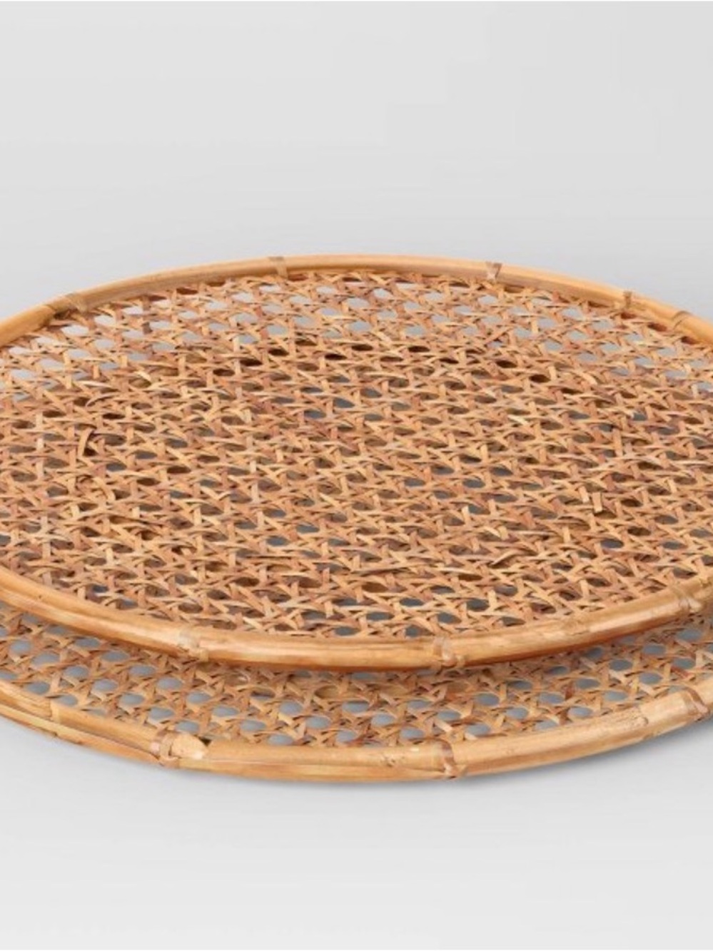 Round Woven Rattan chargers set of 2- Natural Tan